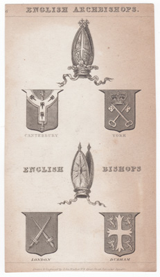 English Archbishops
[heraldic crests]
(Canterbury, York, London, Durham) 